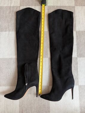 Black Over-the-Knee Stiletto Boots with Side Zip